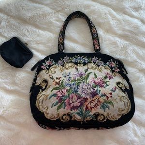 Vintage 50s Victorian Beautiful rare colorful embroidery floral handbag purse